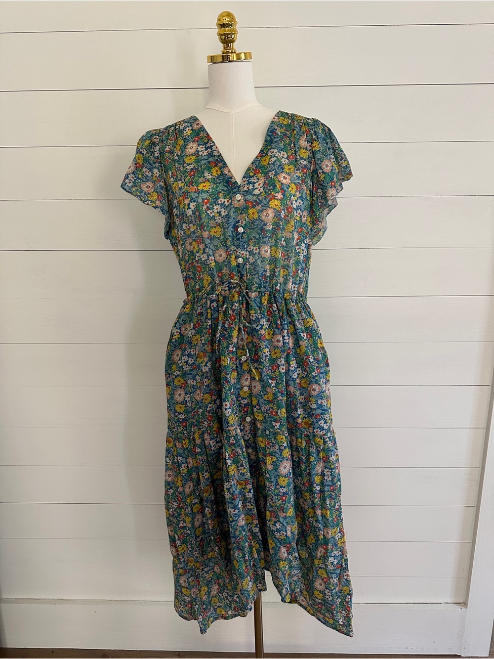 Trovata Birds of Paradis Floral Tiered Krista Midi Dress